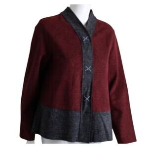 Habitat button up color block Shacket shirt Lagenlook bohemian Fall Winter S